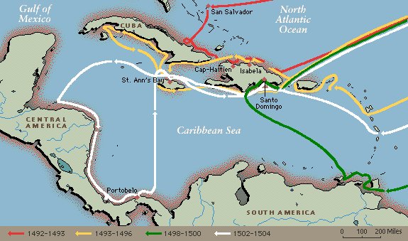 columbus voyages map