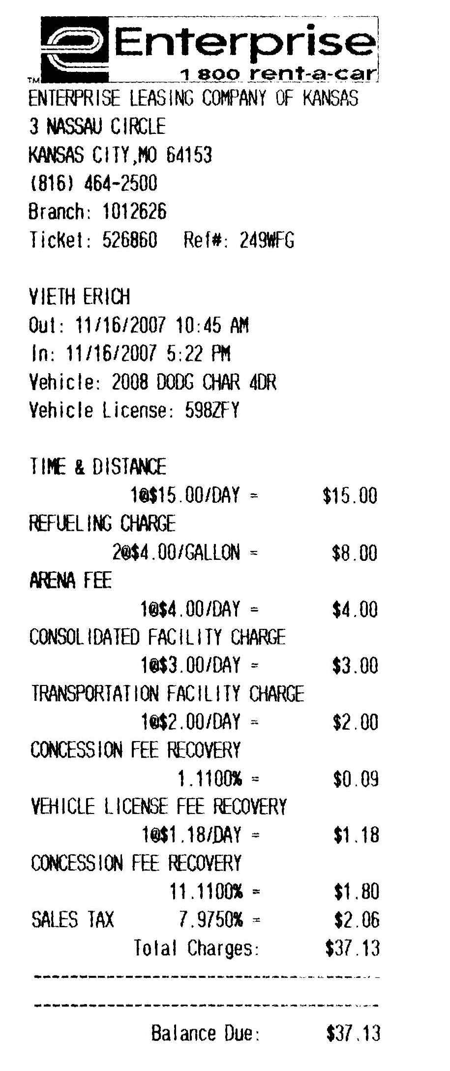 How a $10 Enterprise rental car became $40, but not more. 1 rental car receipt - lo rez.jpg