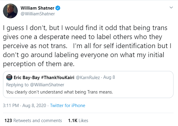 William Shatner: Not a Cisgendered Man or a Cis Man 5 labeling 2