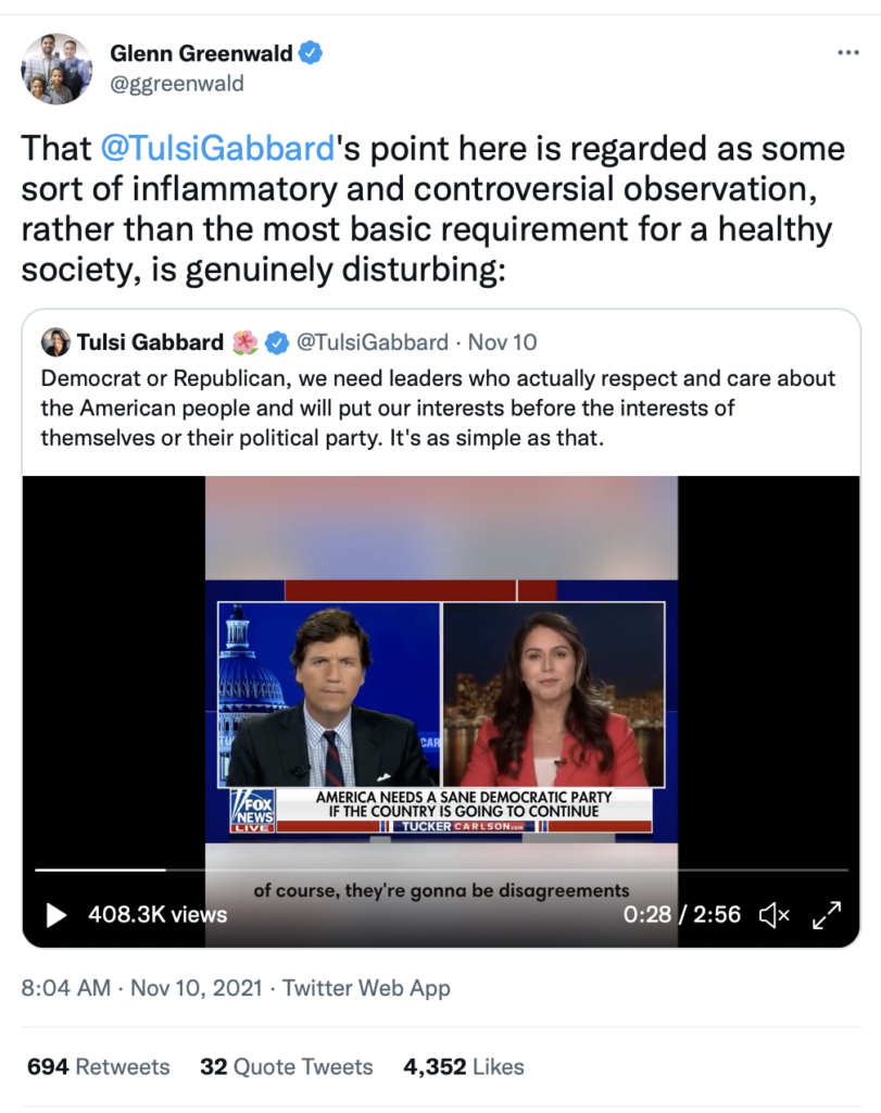 Tulsi Gabbard: Politicians Strategically Dividing Us For Political Gain 1 Screen Shot 2021 11 12 at 11.01.12 AM