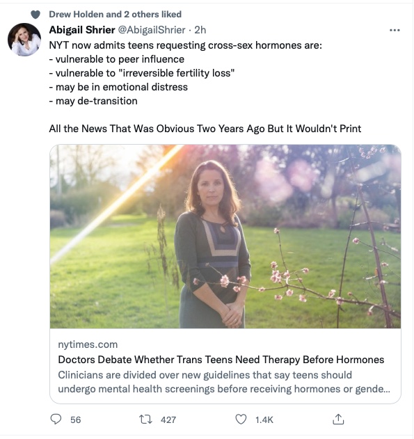 NYT Offers a Real Conversation about Transgender Medical Treatments 2 Screen Shot 2022 01 13 at 5.00.52 PM