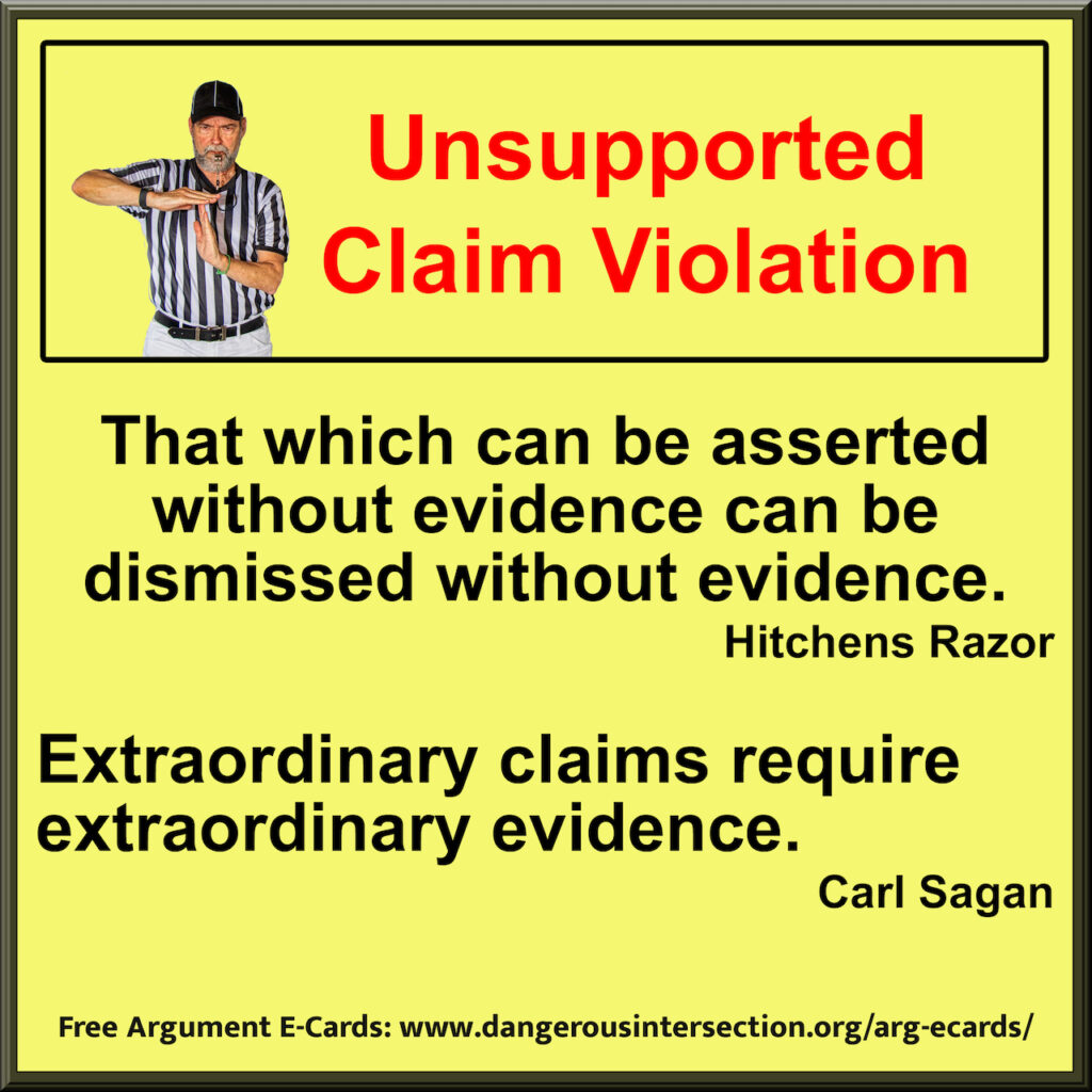 Argument Violations E-Cards 4 unsupported claim 1