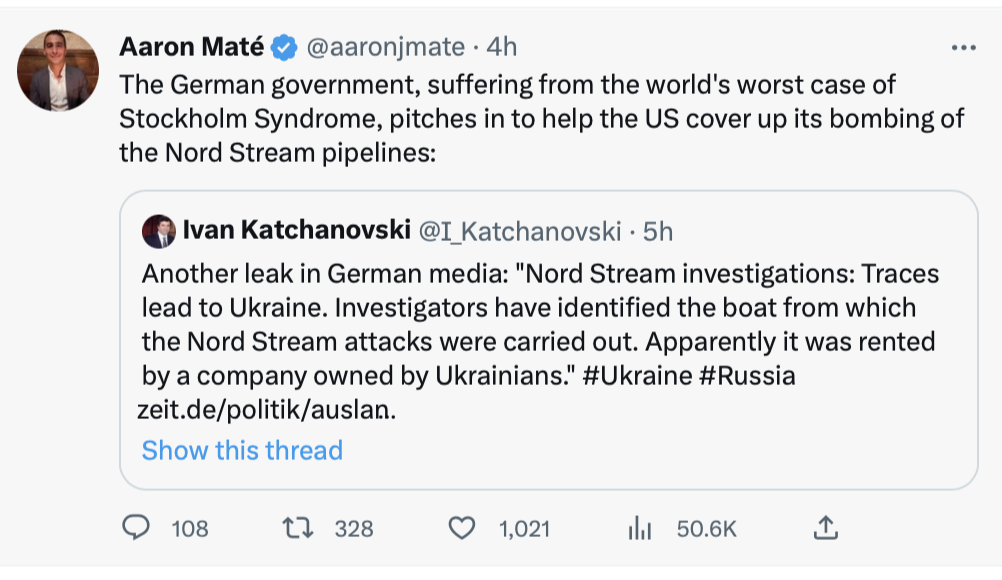 NYT Finally Mentions Seymour Hersh Article About the U.S. Destroying the Nord Stream Pipeline 1 stockholm